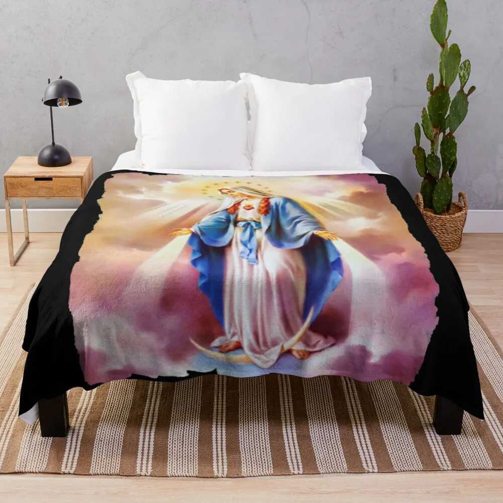 

Virgin Mary colorful Painting Throw Blanket Giant Sofa Blanket Thin Blankets