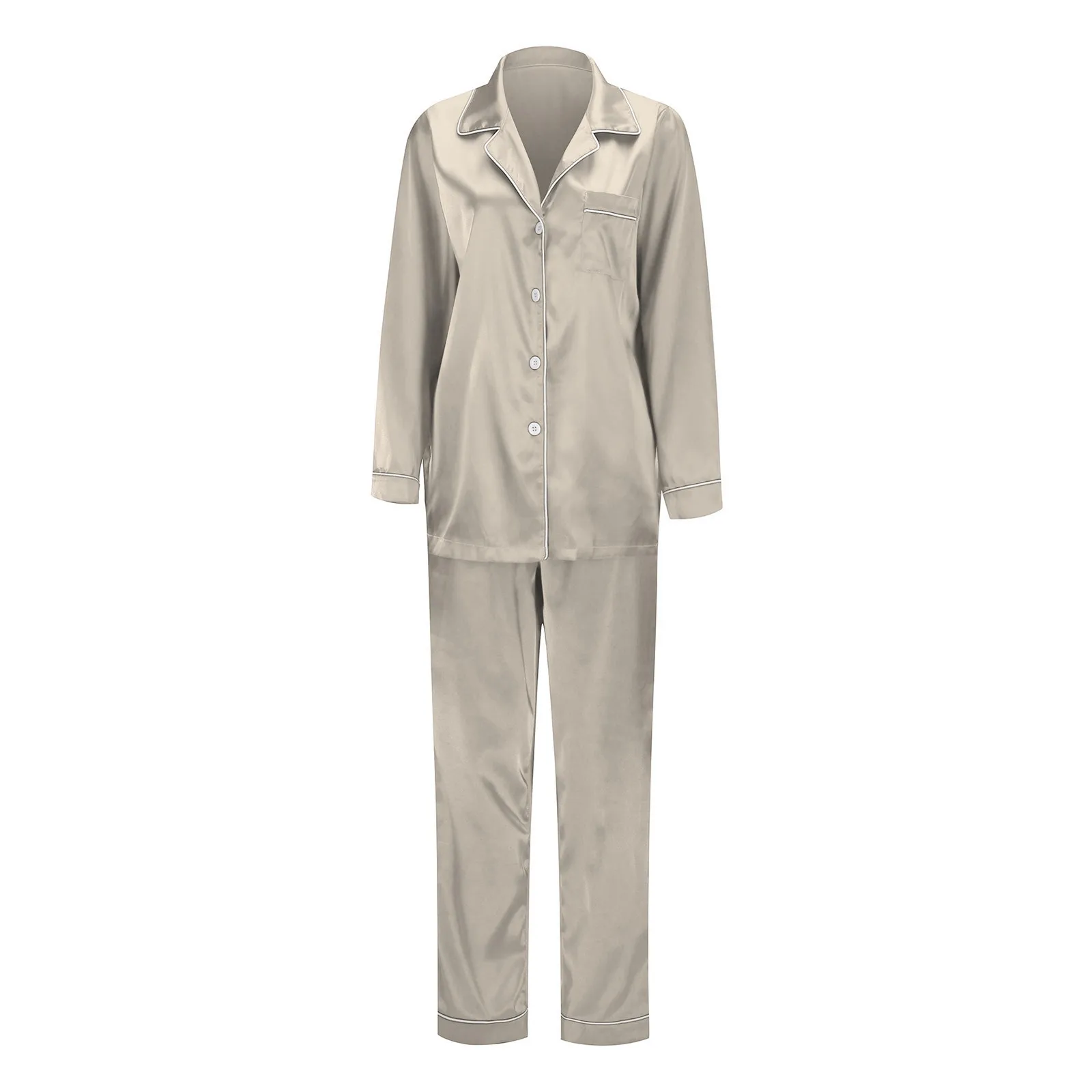thumbnail image 5 of Pijamas familiares de seda navideña, ropa de dormir, tops de satén y pantalones, 2 piezas, ropa de dormir, pijamas, ropa de estar por casa, trajes sólidos a juego para la familia, 5 of 5