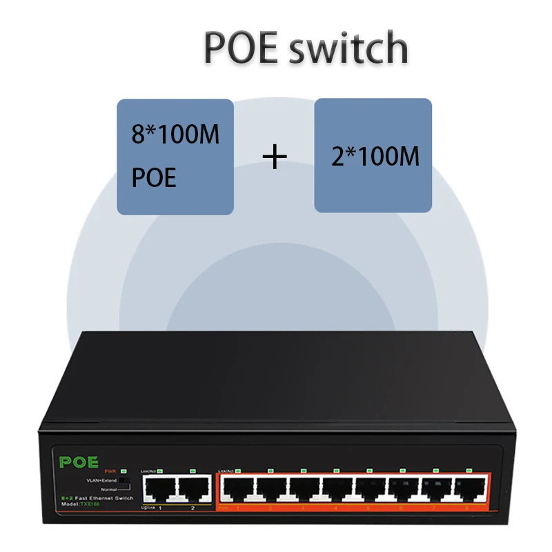 

Ethernet-коммутатор, 10 портов, 100 м, POE, RJ45 LAN коммутатор, Интернет-разветвитель, адаптер «Включай и работай», 10/100 Мбит/с, хаб RJ45, «Включай и работай»