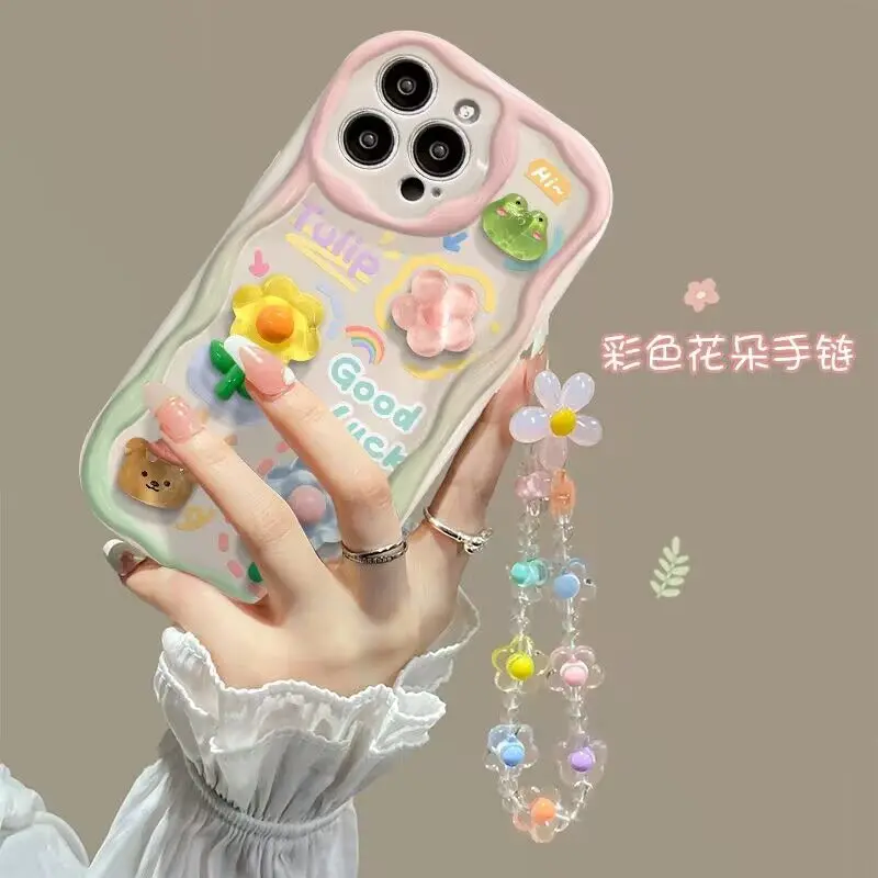Enhanced 3D Flower Animal Phone Case with Chain