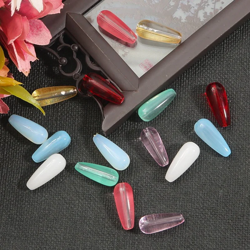 10pcs Teardrop Shape 8x19mm Handmade Lampwork Glass Loose Beads For Jewelry Making DIY Crafts Findings 10pcs 18x11mm mimosa leaf shape petal handmade lampwork glass loose pendants beads for jewelry making diy crafts findings