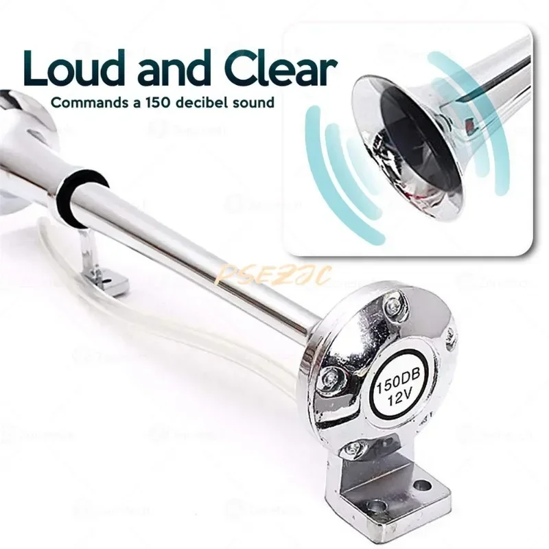 Car Siren Horn Car Air Horn Air Horn Car Air Horn 12V Alloy Long Tube 17 Inch Electric Single Tube Air Horn Modified for Marine and Truck Use