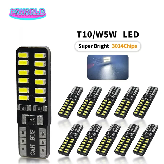 10pcs T10 LED 194 W5W 24 LED CANBUS 3014SMD ERROR FREE Car Side Wedge Light  - AliExpress