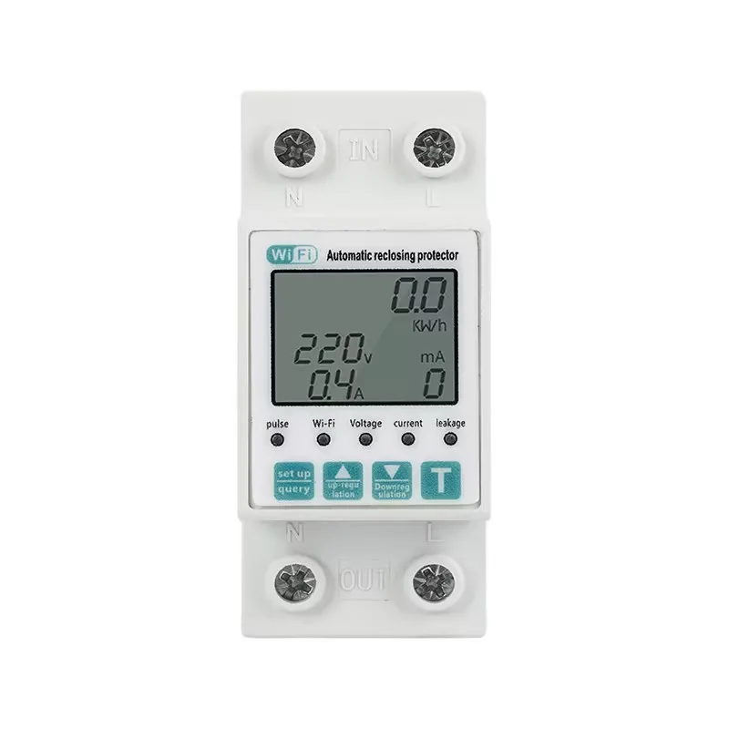 Circuit Breaker Reclosable smartlife TUYA WIFI 63A 110V 220V Energy Meter Metering Timer with voltage current leakage protection