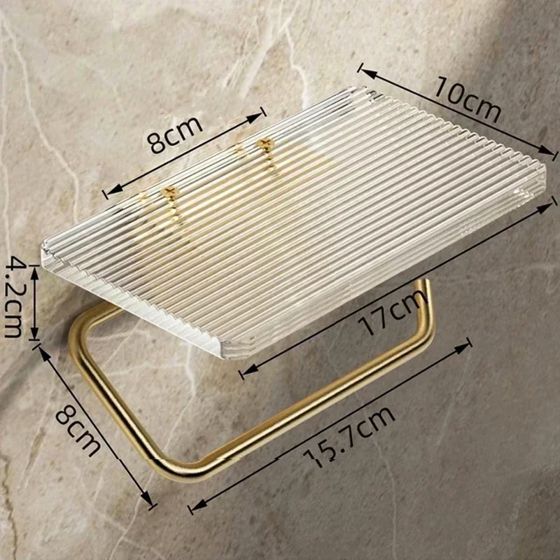 Luxury Gold Toilet Paper Holder with Shelf No Punching Acrylic Roll Paper Holder Tissue Hanger Bathroom Accessories Bathroom