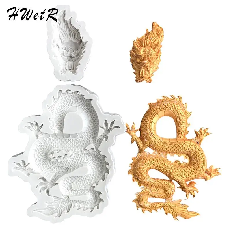 

1pcs 3D Dragon Relief Pattern Silicone Mold Fondant Candle Resin Aroma Stone Ornaments Soap Mould For Pastry Cupcake Decorating