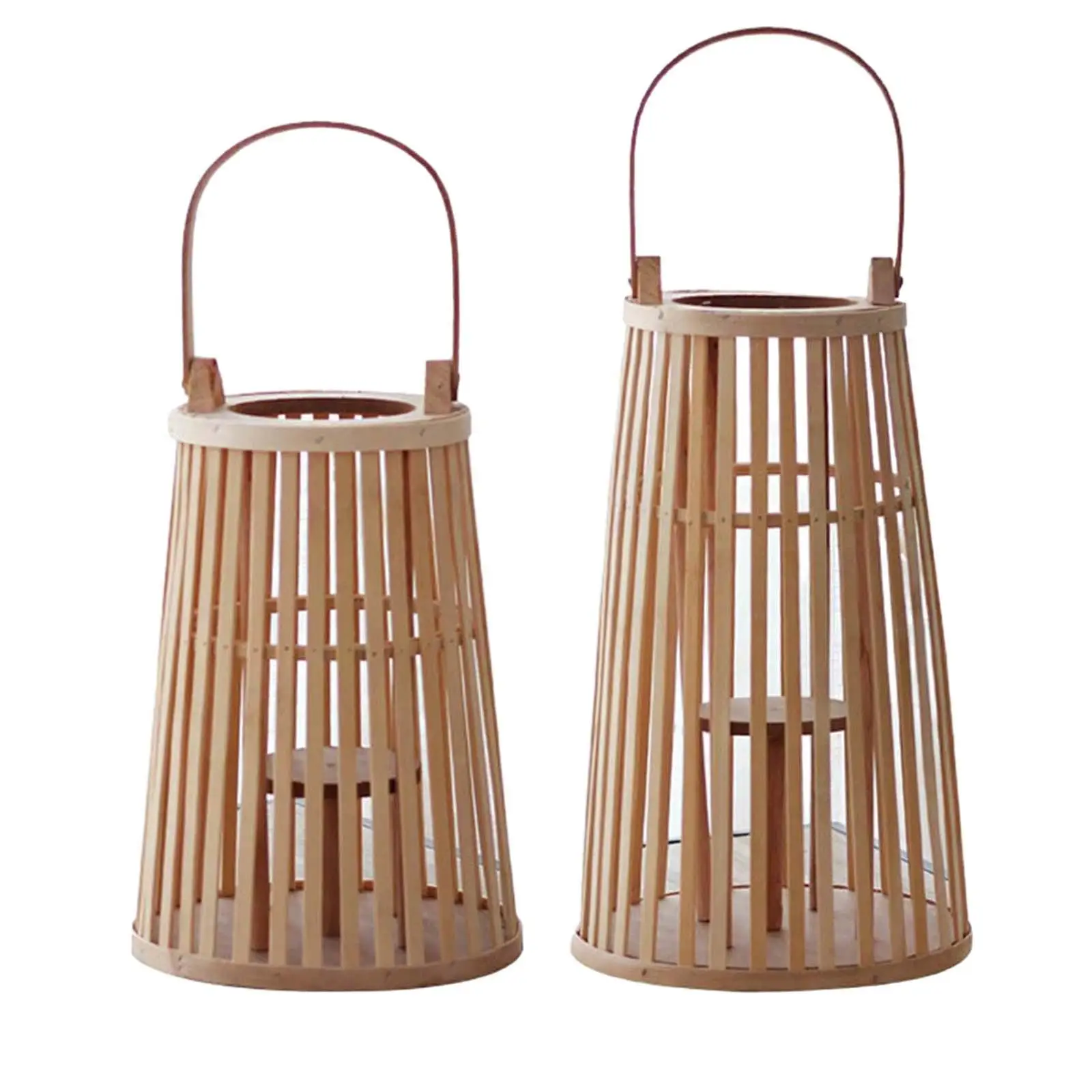 Bamboo Candle Lantern Hanging Candleholder Wedding Wooden Candlestick Holder