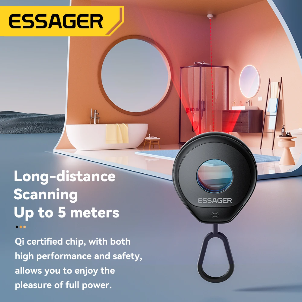 Essager Mini Hidden Camera Detector Portable Anti-Spy Infrared Lens Finder Anti-Peeping Gadget ForTravel Hotel Bathroom Security
