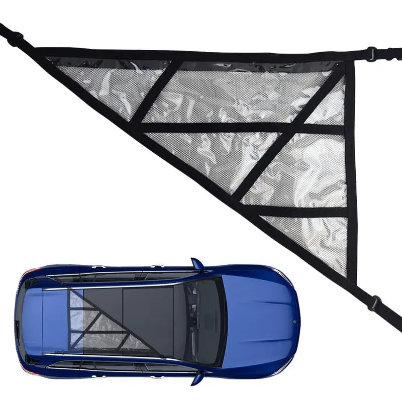 

Ceiling Cargo Net Triangle Car Ceiling Cargo Net Pocket Strengthen Load-Bearing And Droop Less Double-Layer Mesh Car Roof