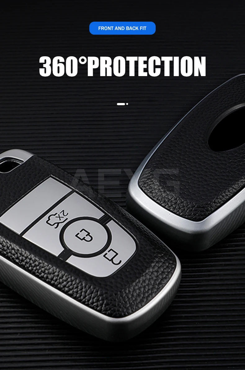 TPU Leather Car Key Case Cover Shell For Ford F-150 F-250 F-350 2018 2017 Fusion Mustang Explorer Key Holder Auto Accessories - S8e61e0bc8e1a403bbe9628e5d01af436T
