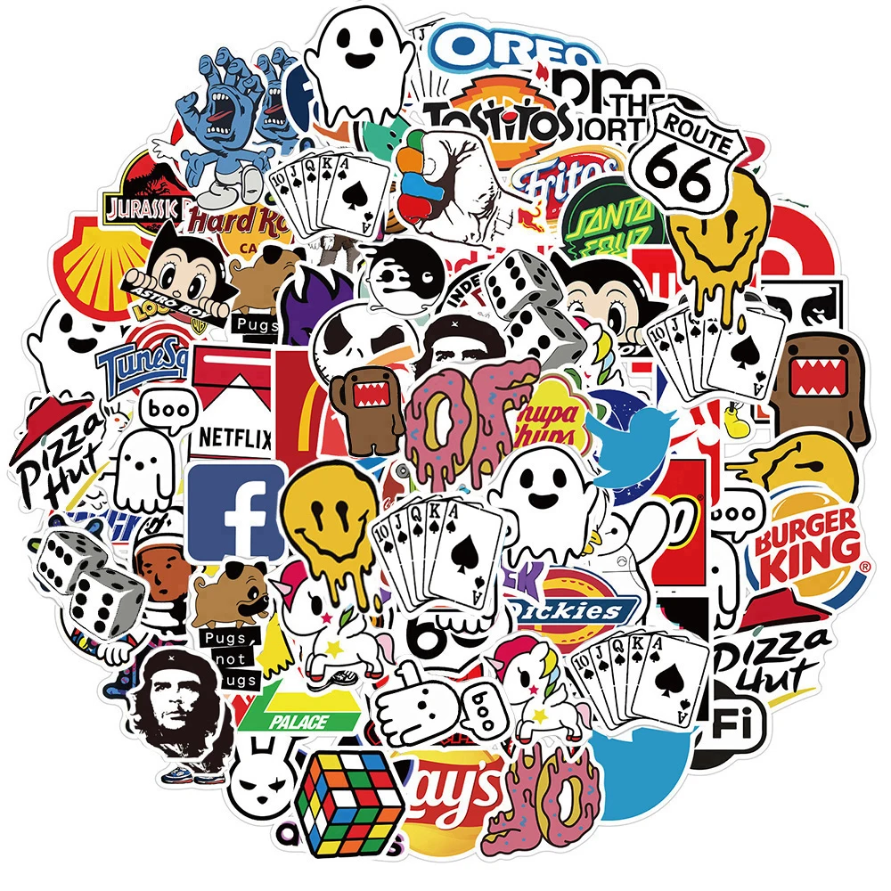 10/30/50/100PCS Cool Fashion Brand Logo Stickers Aesthetic Skateboard Laptop Motorcycle Phone Car Graffiti Sticker Decal Kid Toy