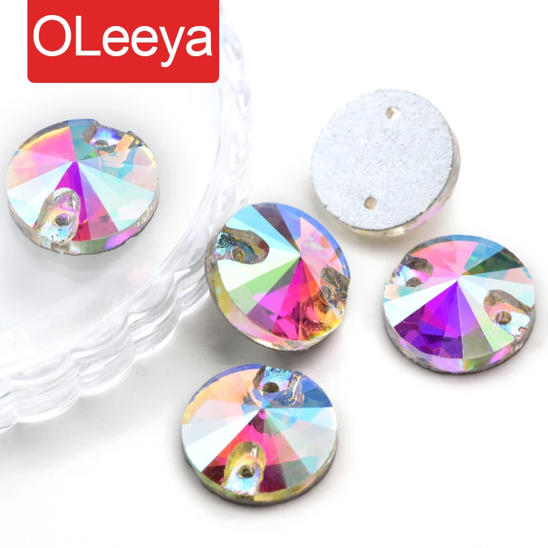 Round Rhinestone Sewing | Ab Rivoli Glass Sewing | Oleeya Rhinestones ...