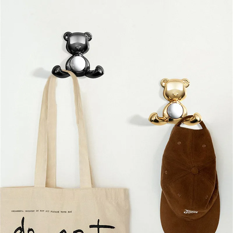 

KK&FING 1PC Modern Simple Decorative Bear Hook Zinc Alloy Gold Wall Hanging Clothes Hooks Coat Hat Bag Towel Hanger for Bathroom