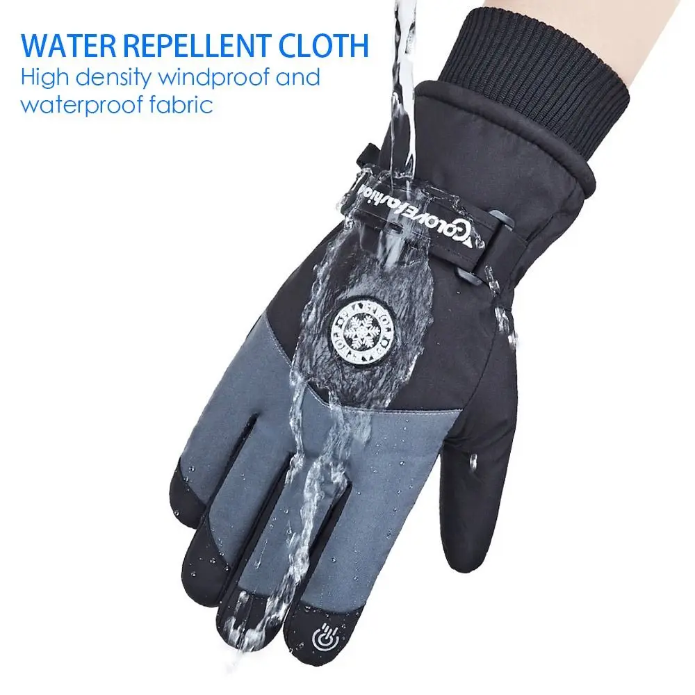 WRELS Winter Unisex Snowboard Ski Gloves PU Leather Non-slip Touch Screen Waterproof Motorcycle Cycling Fleece Warm Snow Gloves 2