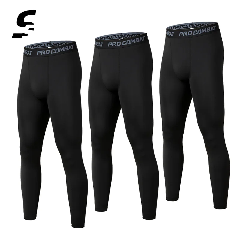 3 PCS Set Mens Compression Pants Basketball Gym Tights Running Leggings