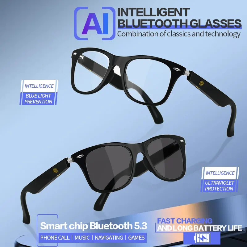 

Bluetooth Glasses Smart Glasses Listen to Songs Talk Sunglasses Anti-UV400 Ultraviolet rays Fast charging Bluetooth-compatible