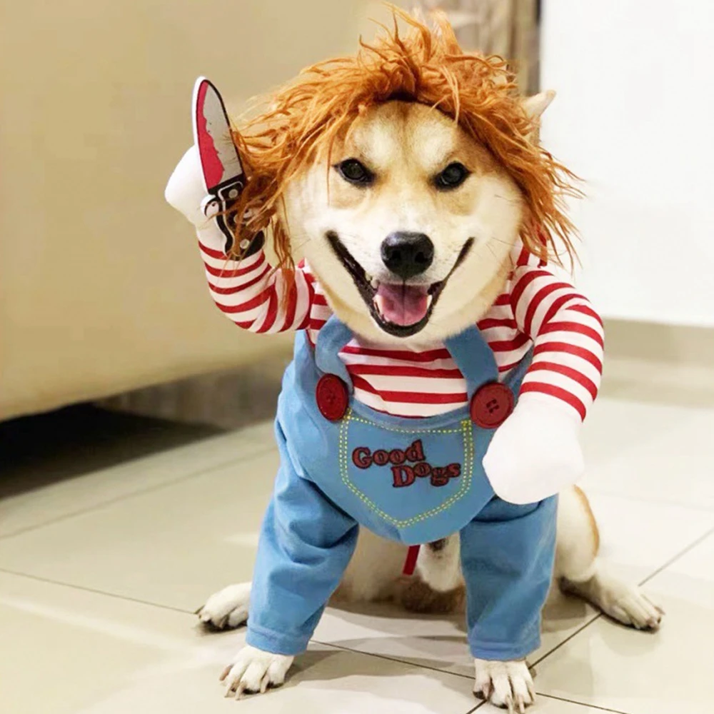 Pet Dog Halloween Clothes Dogs Holding a Knife Halloween Christmas Costume  Funny Pet Cat Party Cosplay Apparel Clothing - AliExpress