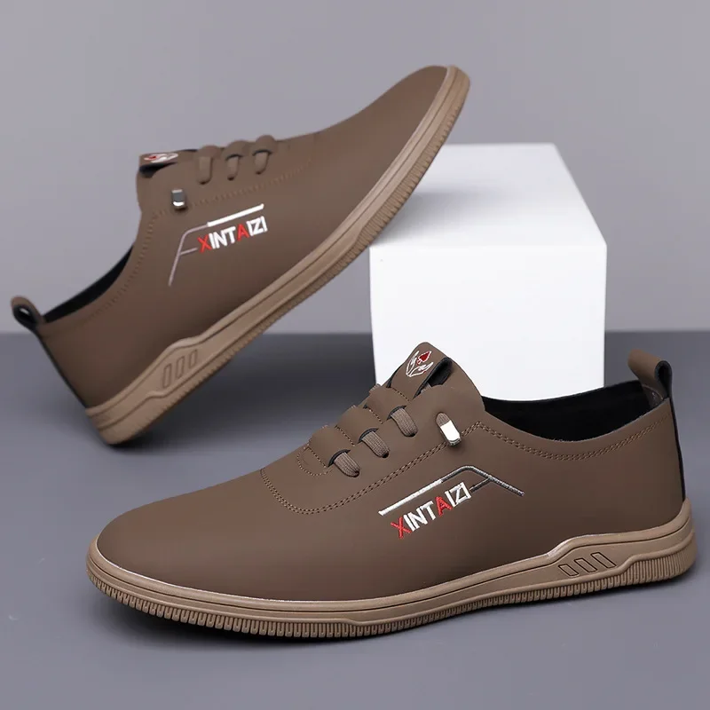 Fashion Casual Soft Leather Shoes for Men Spring Autumn New Designer Solid Color Loafers Male Light Men's Dress Shoes 5