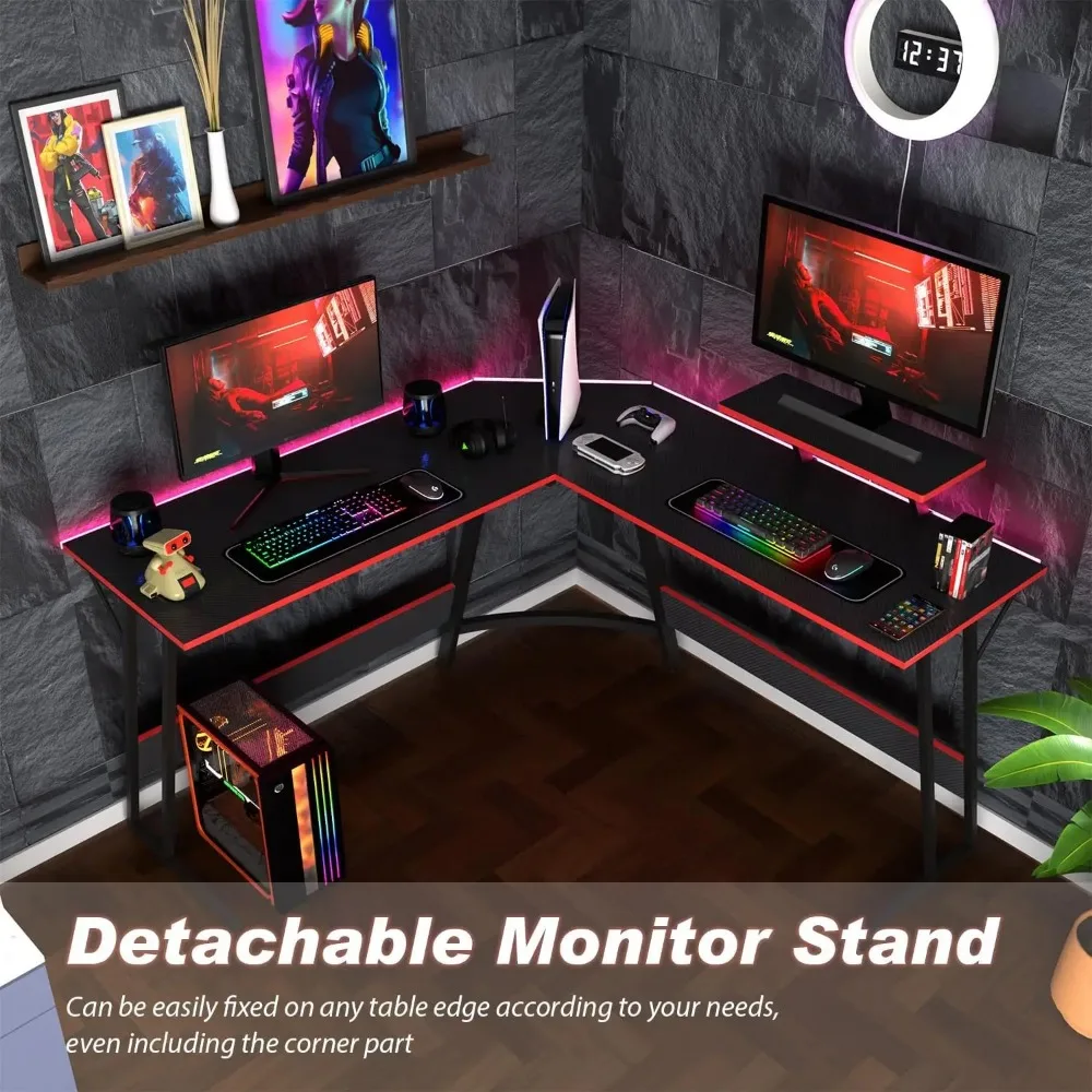 L Shaped Desk Corner Gaming Desk Computer Desk with Large Desktop Studying and Working  for Home and Work Place 4