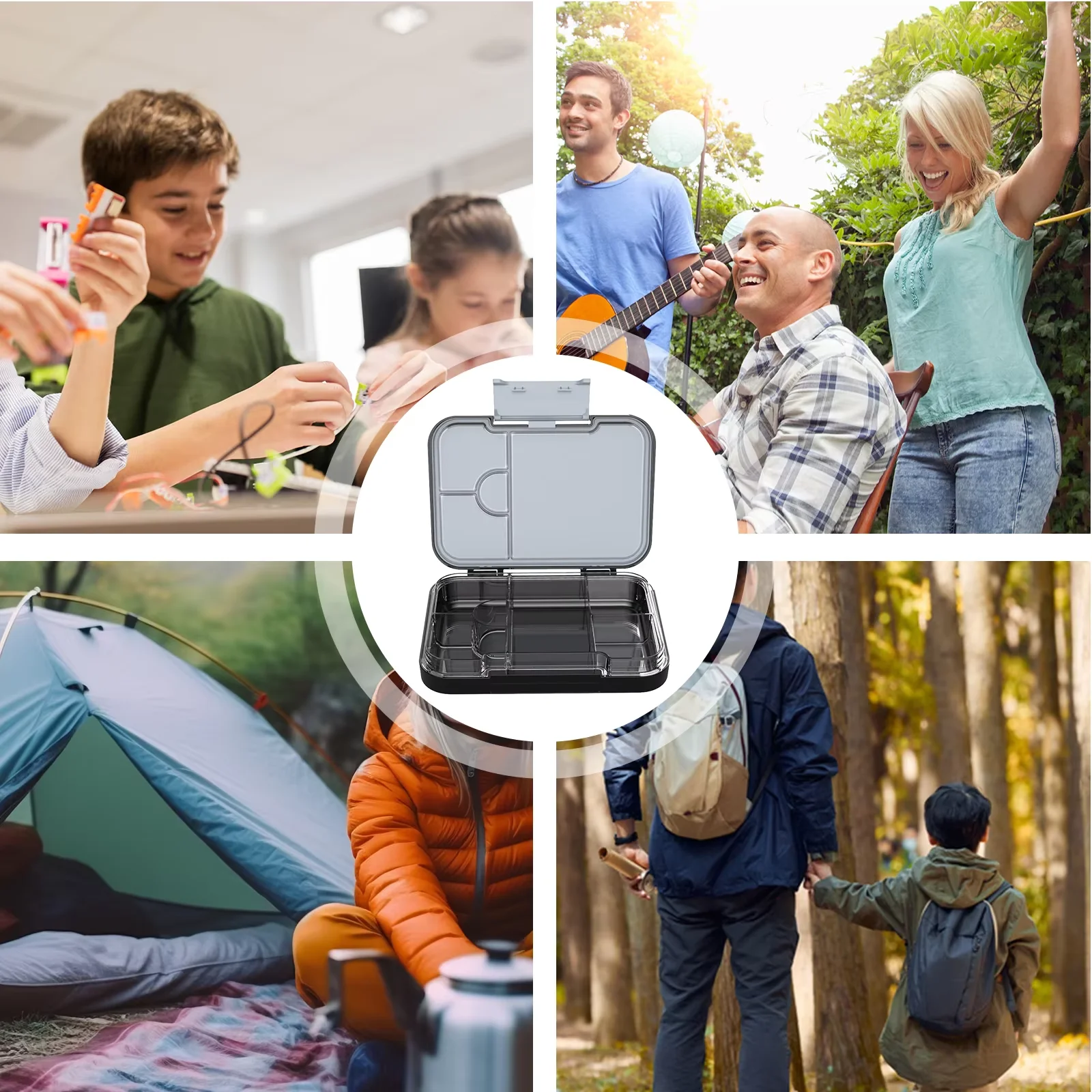 صندوق غداء بينتو للأطفال، يتوفر بأربع أو ست حجرات،...