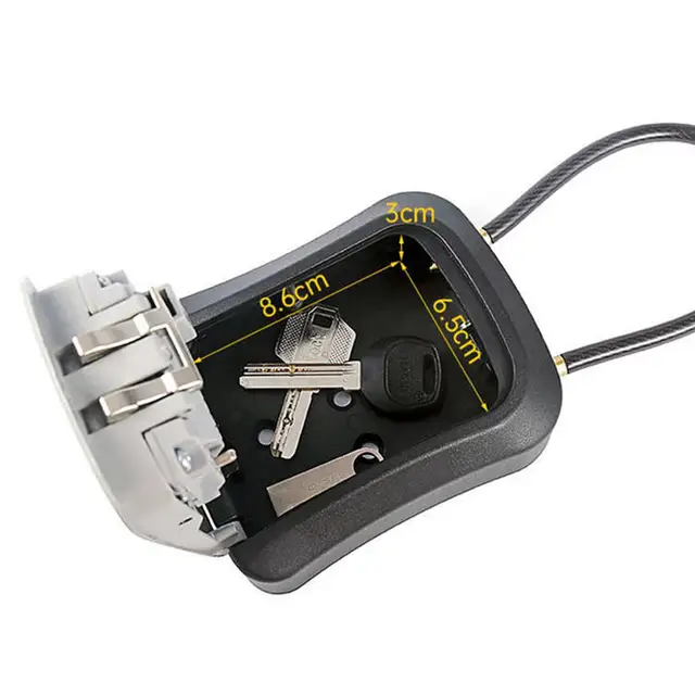 Key Lock Box Key Security Box with 4 Digit Combination Removable Chain Portable Weatherproof for House Keys, Car Keys Sturdy 6