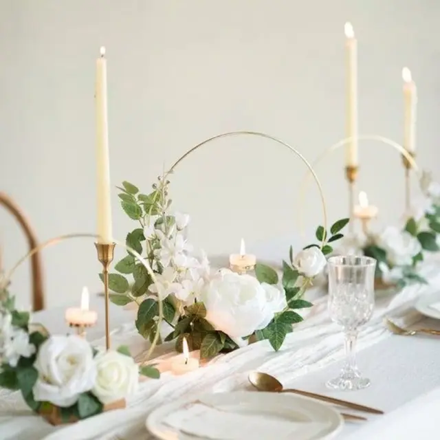 Anneau Dore 10 Anneaux Métal Doré 25cm Avec Support Bois - DIY Déco Mariage, Noël, Murale Decoration Noel A Suspendre