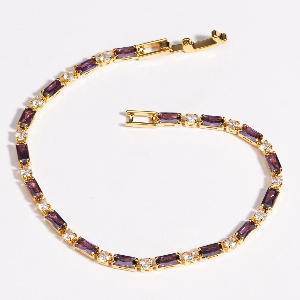 Tennis bracelets for women party wedding jewelry birthday gift purple zircons CZ charm crystal