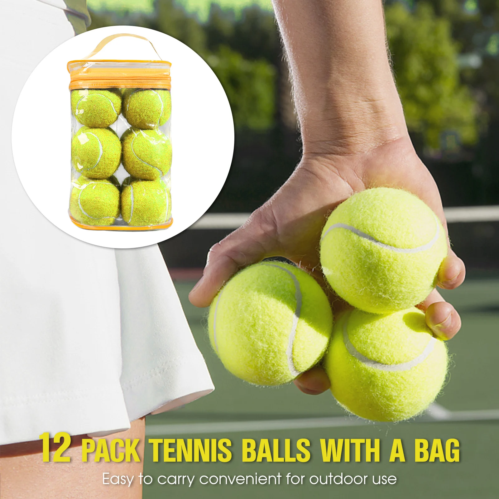 12 Pcs Outdoor Tennis Balls High Bounce Practice Training Elasticity Durable Tennis Pressure Matching Balls tennis balls