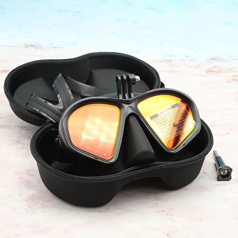 Freediving Mask Two-Window Tempered Glass Waterproof Anti-Fog Electroplated Snorkel Camera Mount