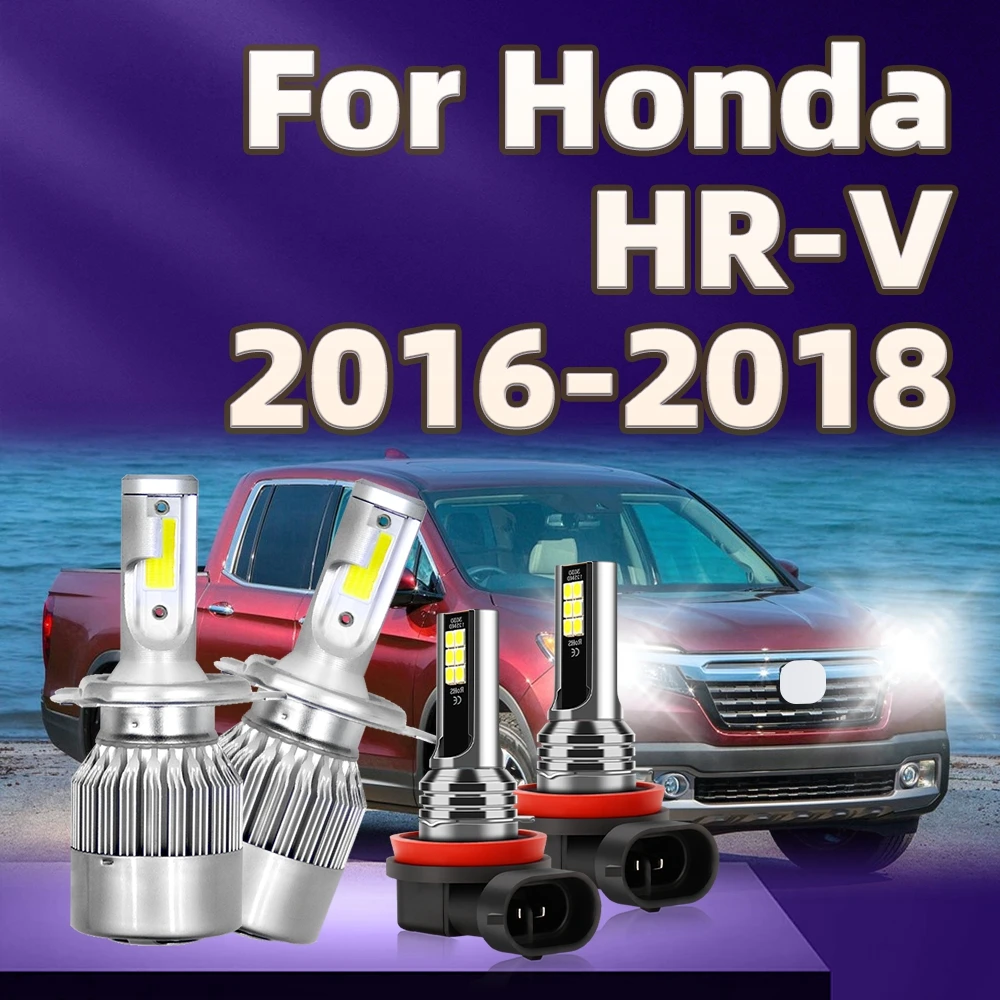 

4Pcs H4 LED Car Headlight Light Bulbs 100W High Power H11 6000K White Fog Lamp Kit For Honda HR-V 2016 2017 2018