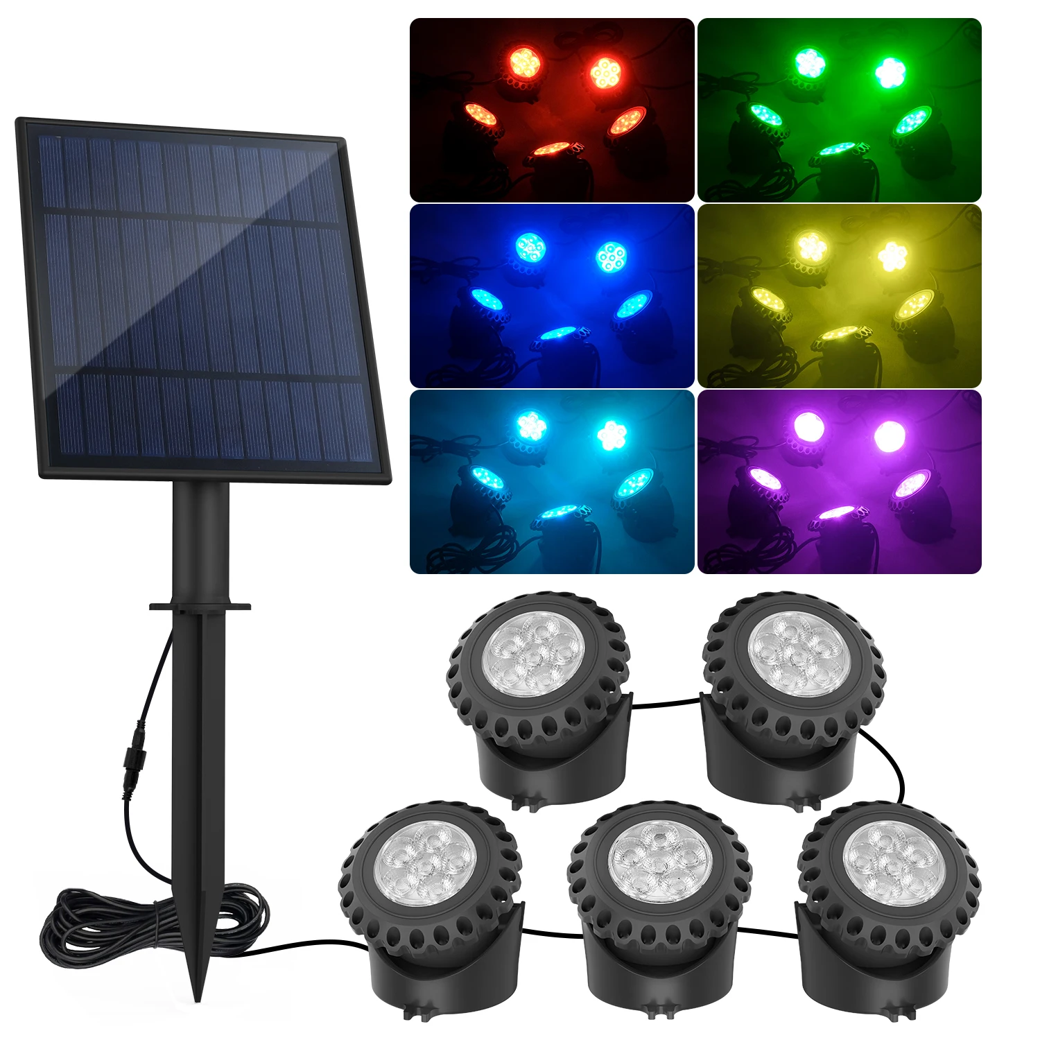 2/3/4/5 RGB светильник Солнечный СВЕТОДИОДНЫЙ светильник открытый IP68 Водонепроницаемый Солнечный Бассейн светильник подводные огни Ландшафтный прожектор для сада