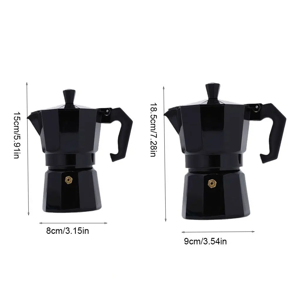 Black Coffee Maker Moka Pot with Handle Octagonal Espresso Coffee Maker Aluminum with Filter Cafe Brewing Tools