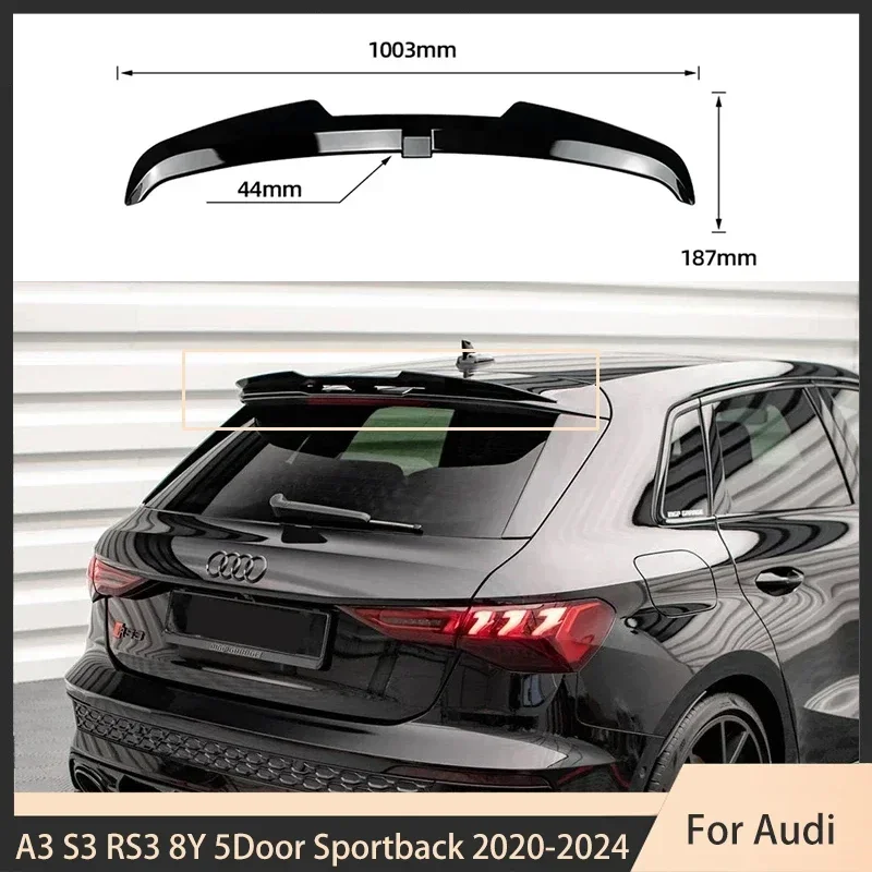 Alerón De Techo Trasero Para Audi A3/S3/RS3 8V Sportback 2013-2020 - ABS Brillante, Adhesivo, Sin Taladrar