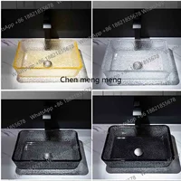 อ่างล้างหน้าทรงสี่เหลี่ยมแบบใส ผลิตจากวัสดุหล่อขึ้นรูป ลดราคา สำหรับใช้ในห้องน้ำ ระเบียง หรือวางบนเคาน์เตอร์ 4