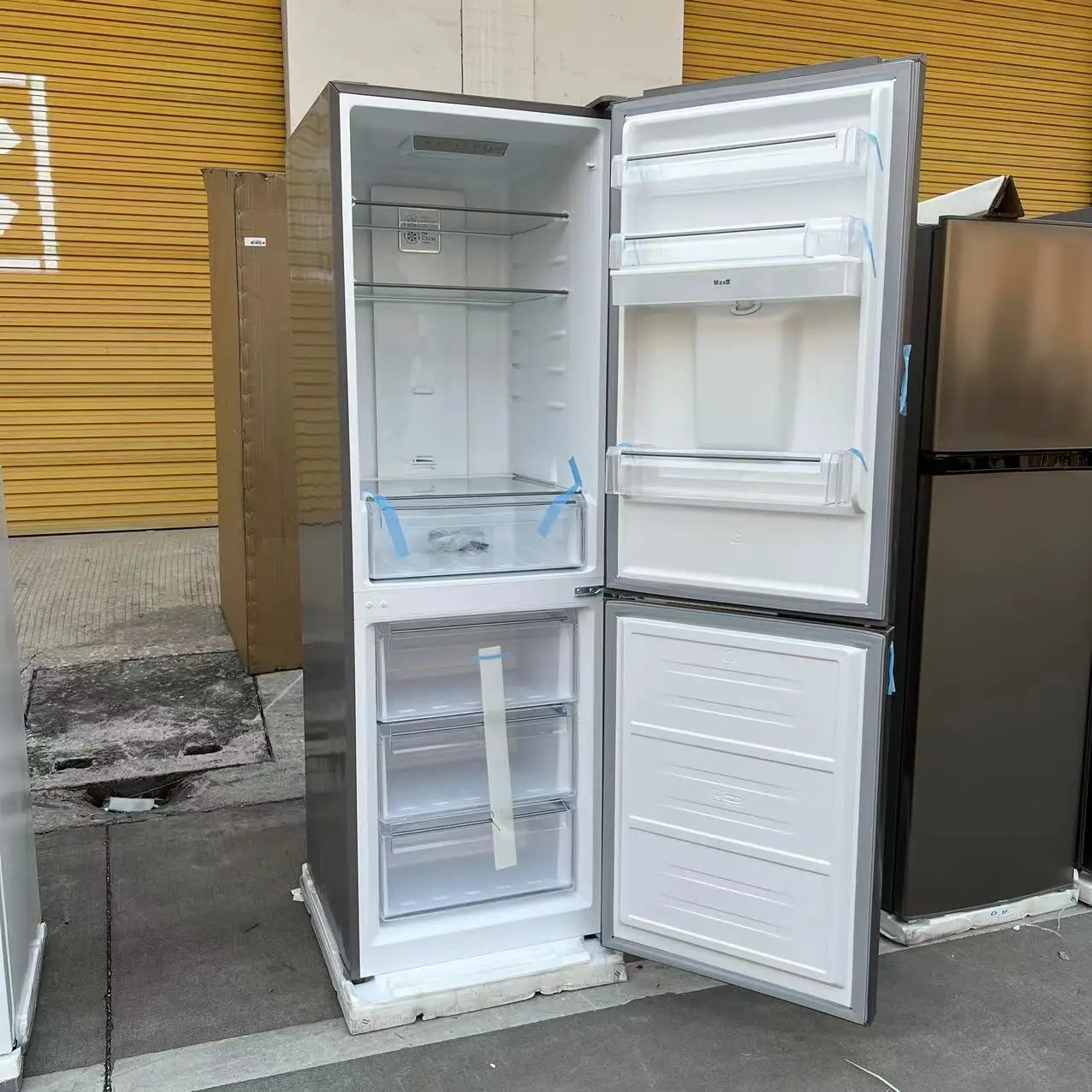 Sam sung bottom freezer with water dispenser stainless steel free standing BCD-321 air cooled two doors refrigerator cheap price