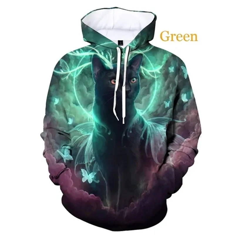 Sudadera con capucha con estampado 3D de bonitos gatos para hombres y mujeres, sudaderas informales de gran tamaño, sudaderas con capucha para primavera y otoño para hombres, ropa de calle