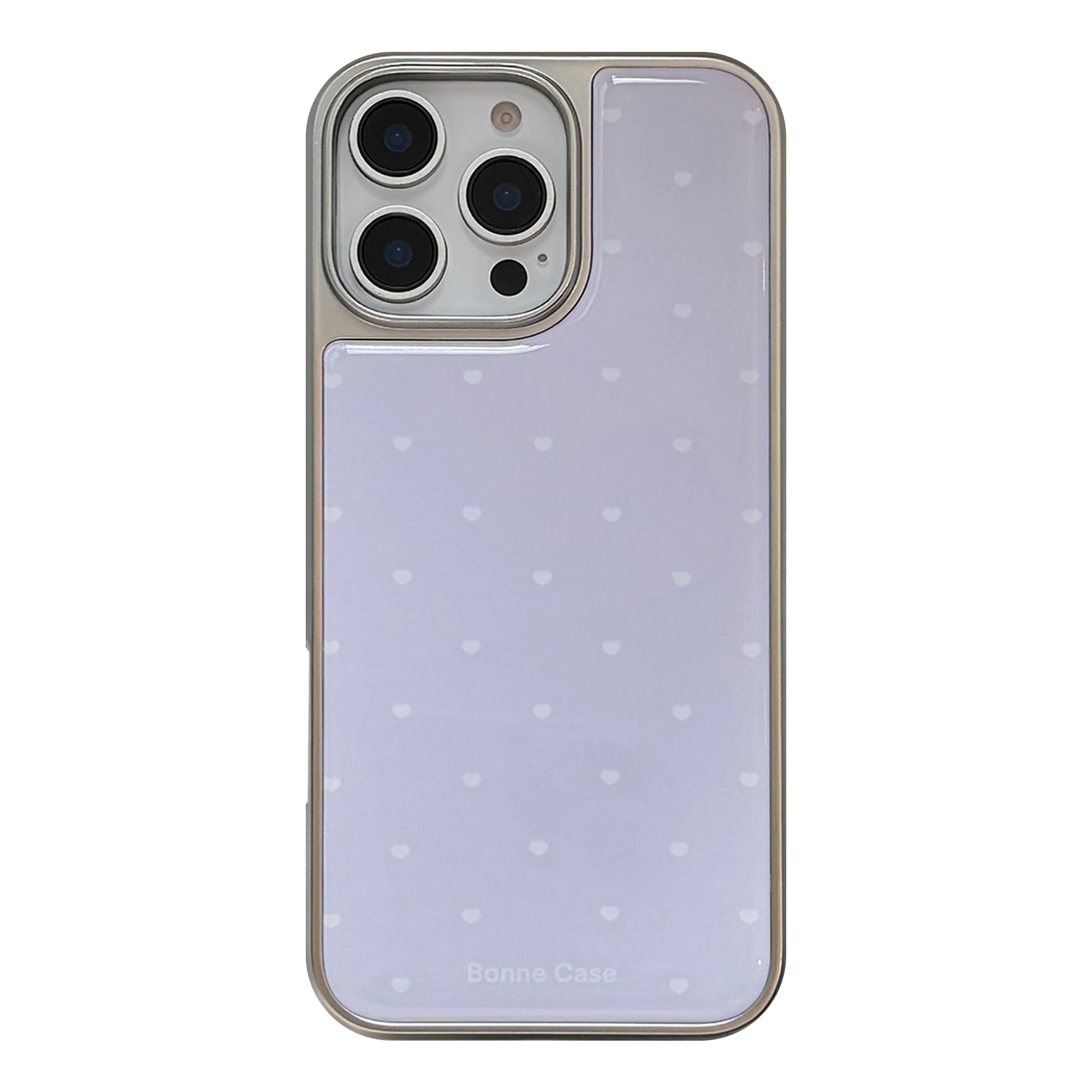 Chic Solid Color Heart Design Phone Case with Silver Edge Trim