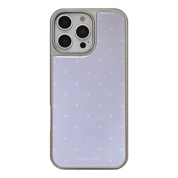 Chic Solid Color Heart Design Phone Case with Silver Edge Trim - iPhone 12 Pro (PURPLE)