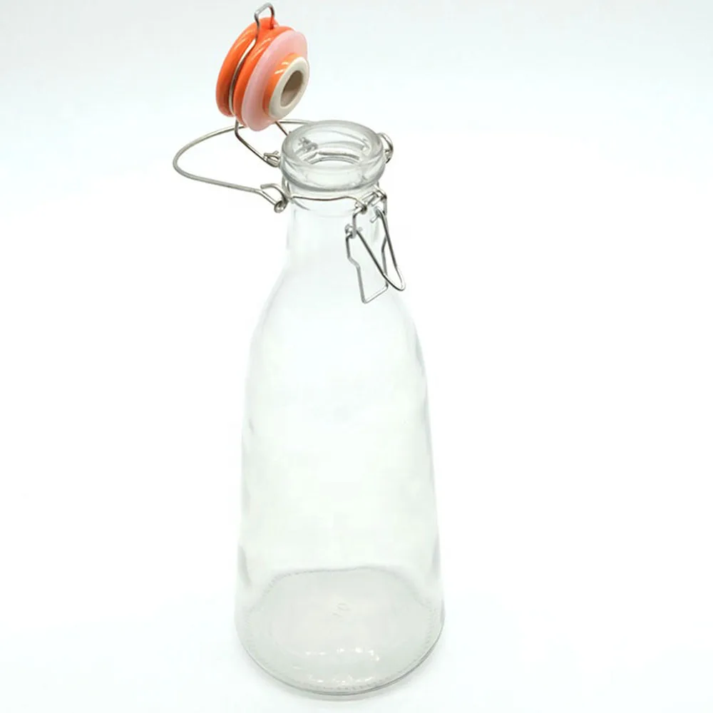 Wholesale Glass Empty Bottle with Swing Top Ceramic Lid Flip Top Glass Storage Can Bottles MOQ2000 Cheap Custom Print Logo 5