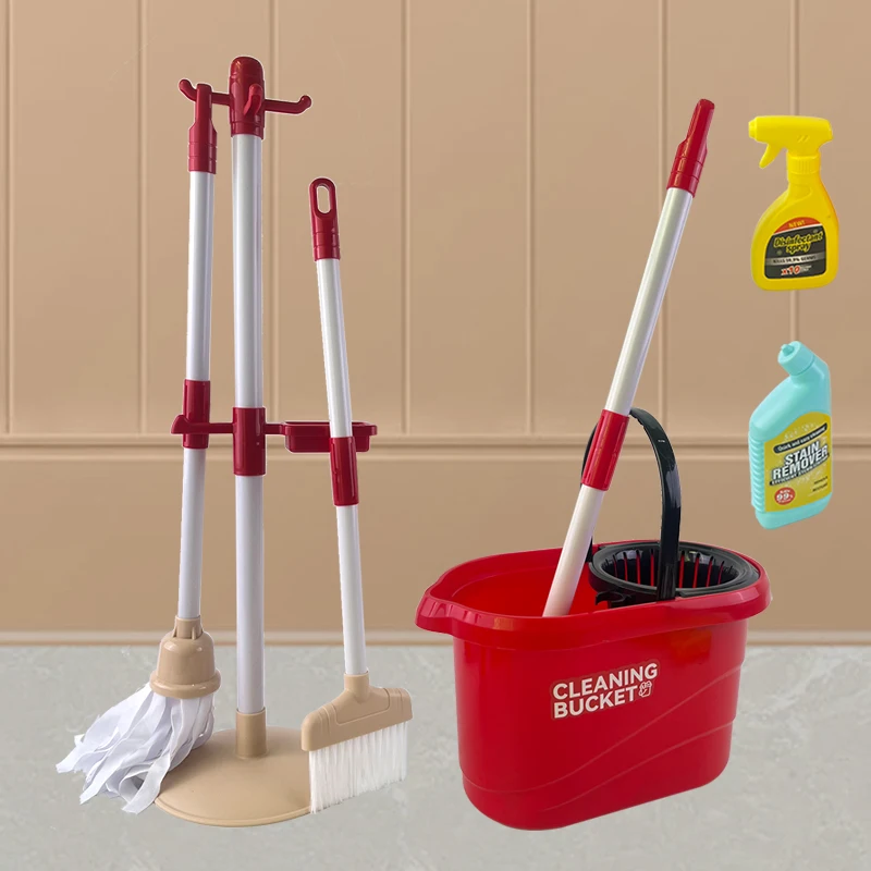 Kids Cleaning Playset &ndash; Includes Mop, Cleaning Solution, Broom, Bucket, Brush Set Dustpan, Perfect for Ages 3+
