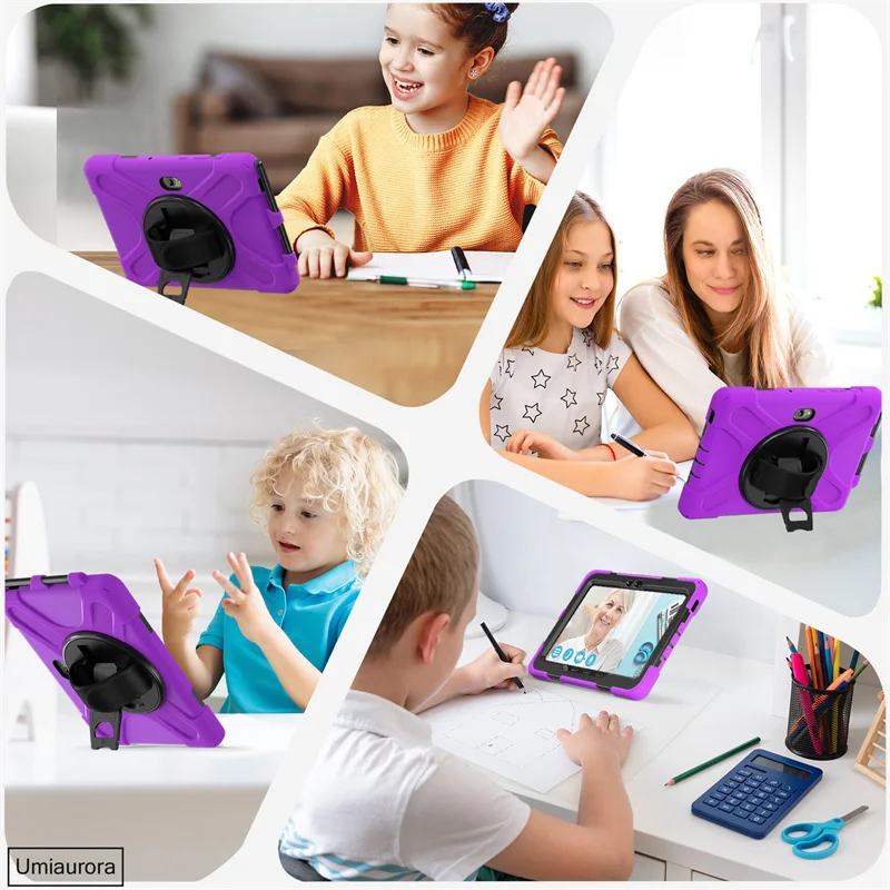 Shockproof Rugged Tablet Case with Hand and Shoulder Strap - Stand Feature Included