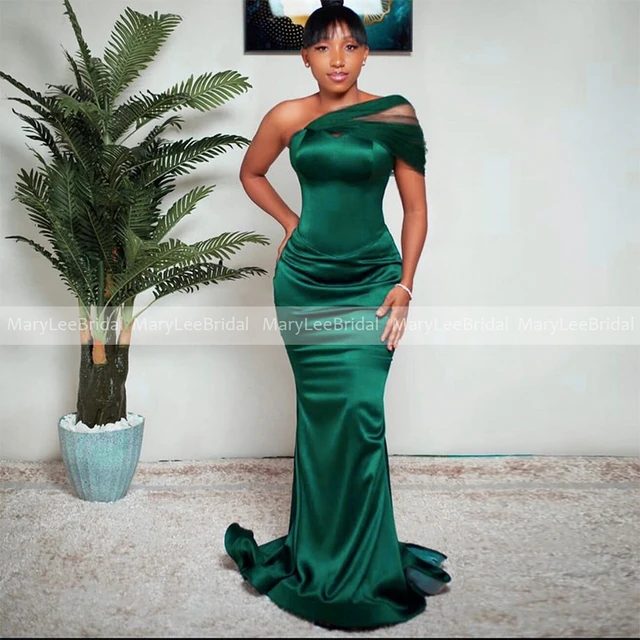 Emerald Green Prom Dress 2021 Satin Mermaid Evening Dress – AnnaCustomDress