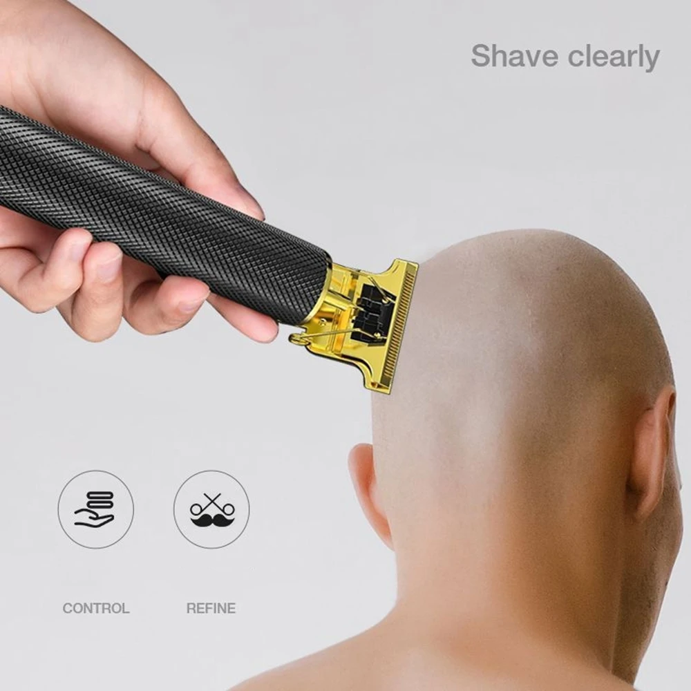 Gold Hair Clipper Men Electric Haircut Kit Black Hair Trimmer Grooming Waterproof Rechargeable Close Cutting T Blade Trimmer USB