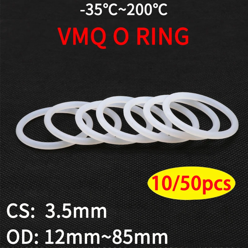 3.5mm Silikon O-Ringe Food Grade Seal Washer White Rubber O Ring OD 12 mm-85 mm 