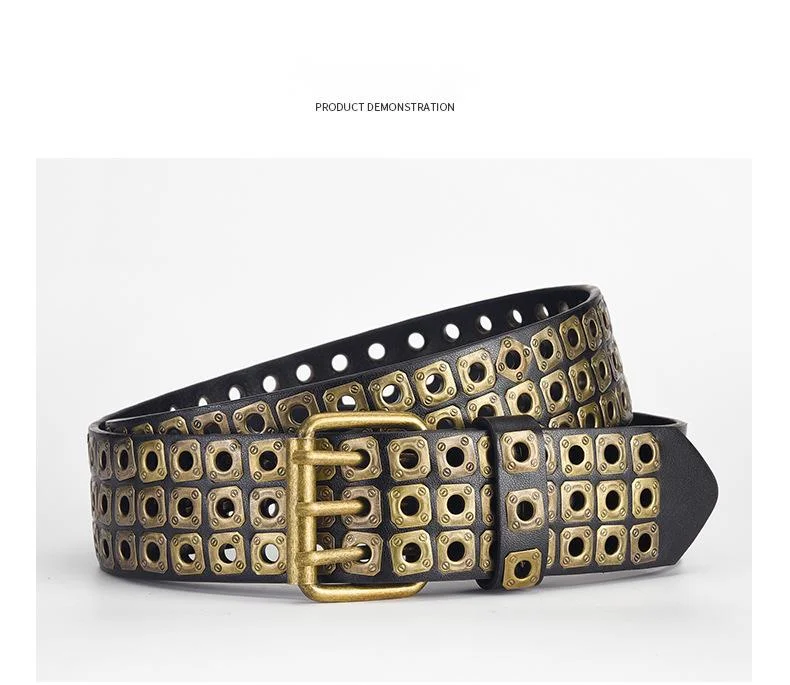 2024 Cintura trendy personalizzata in stile PU personalizzato Liuding Hollow Air Eye 2024 per uomo e donna_voghion.com