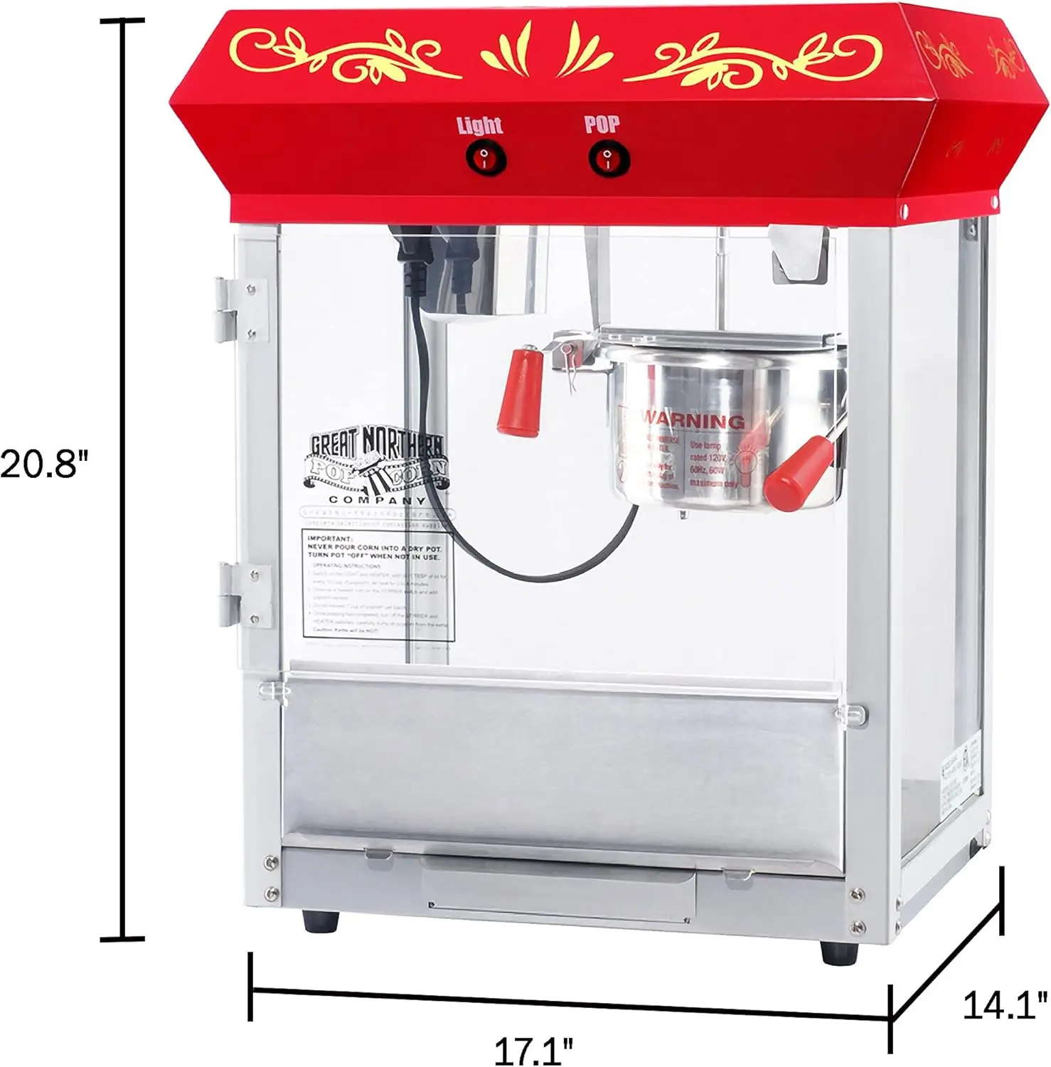 Popcorn Machine-1.5-Gallon Countertop Popper with 6-Ounce Kettle
