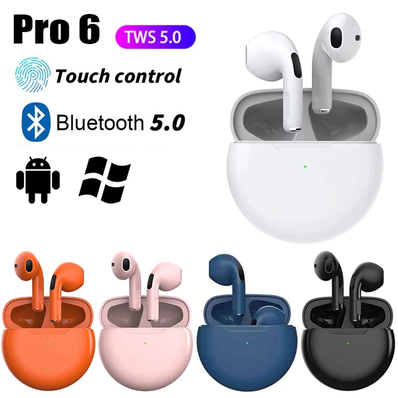 

Pro6 TWS Earphone Bluetooth Headphones with Mic 9D Stereo Hifi Earbuds Wireless Bluetooth Headset for Xiaomi iPhone PK pro4 Pro5