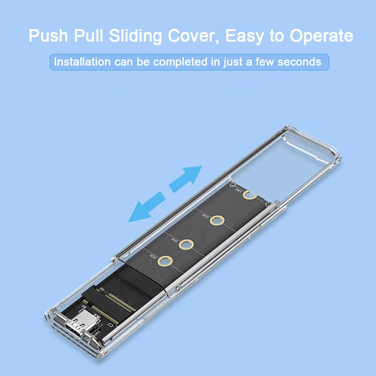 Transparent M2 NVMe SSD Enclosure USB C External