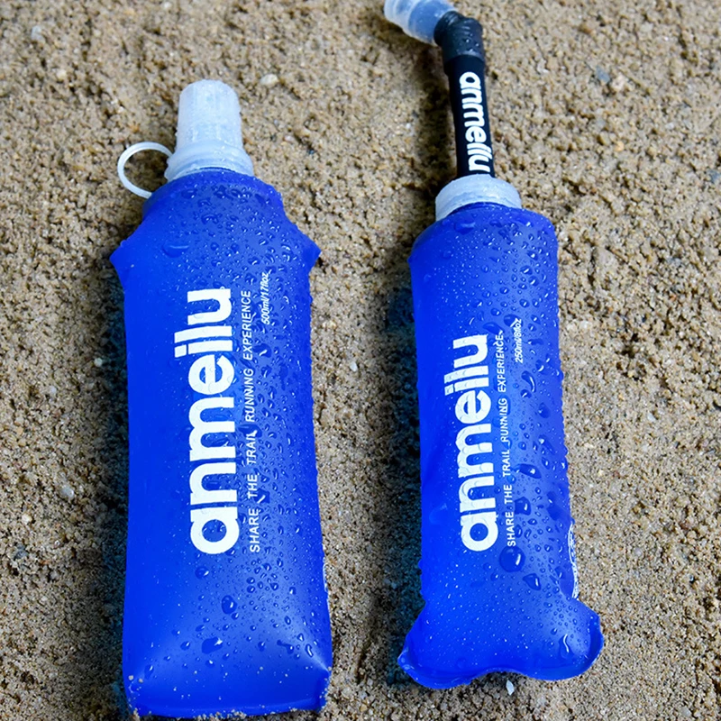 Ultralight Foldable Water Bottle 250/500ml BPA Free Straw Outdoor Sport Supplies Hiking Running Cycling Soft Flask Water Bag