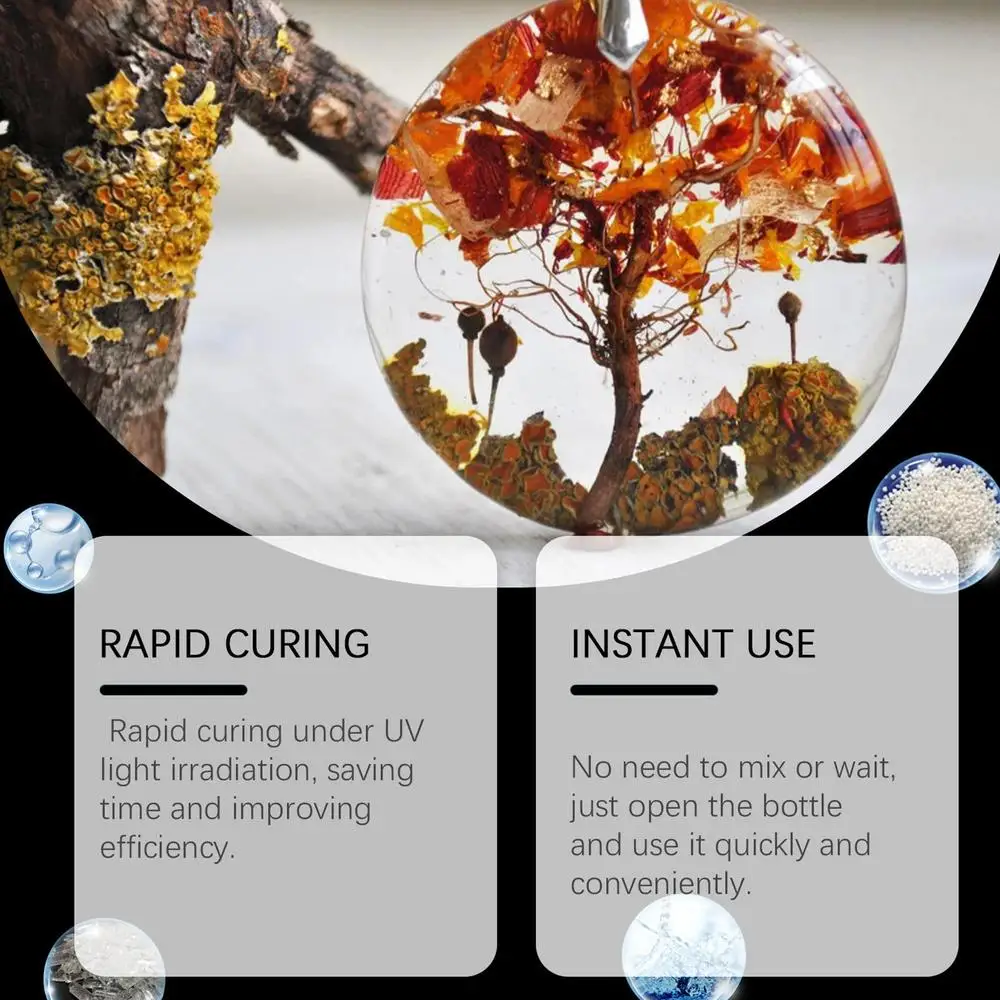 Description Picture 6 of itemClear UV Resin 100g Clear Jewelry UV Glue Adhesive Resin Epoxy Resin Supplies UV Activated Resin Hard UV Curing Resin Jewelry